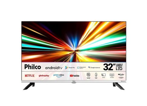 Fast Smart TV LED 32”, PTV32M8GAGCMBLH, Philco, Google Play, Dolby Audio