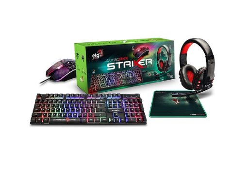 COMBO GAMER 4 EM 1 HEADSET CLEAR SOUND MOUSE 2400 DPI – CGSR41 – ELG, PRETO
