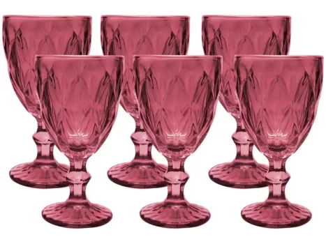 Jogo de Taças para Bebidas de Vidro 330ml – 6 Peças Haus Diamond Empire