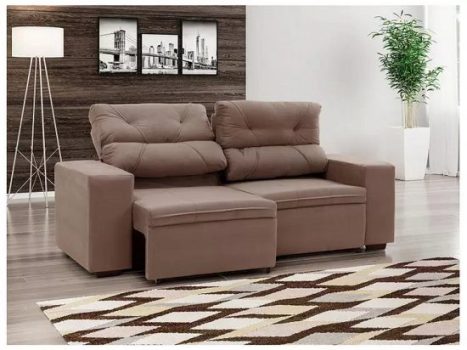 Sofá Retrátil Reclinável 3 Lugares Suede – Bipartido Phormatta Evolution SMP