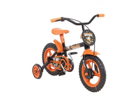 Bicicleta Infantil Aro 12 Track & Bikes – Arco Iris PO Preto e Laranja com Rodinhas