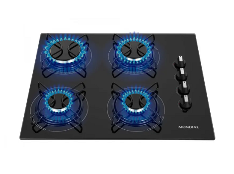 Cooktop 4 Bocas Mondial a Gás GLP Preto – CTG-01