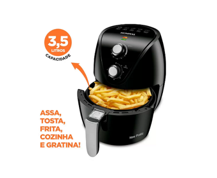 Fritadeira Elétrica sem Óleo/Air Fryer Mondial – New Pratic AF-31 Preta 3,5L com Timer