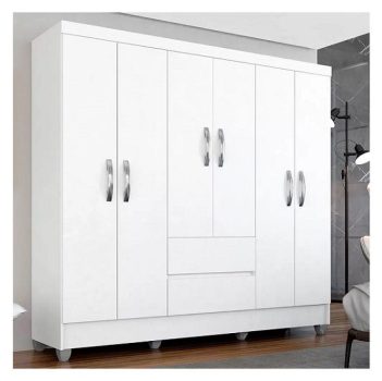 Guarda Roupa Casal Bruna 6 Portas Branco FF – MOVEIS ARAPONGAS