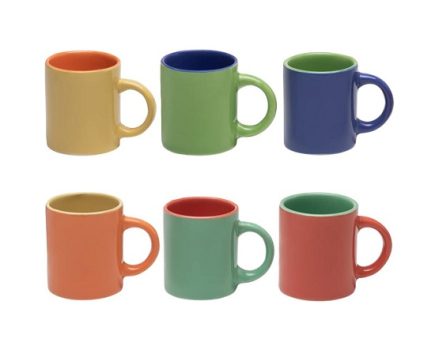 Mimo Style Mini Canecas Para Café Com 6 Peças Multicolor, Material de Cerâmica Com o Melhor Isolamento Térmico, Durabilidade Que Torna o Produto Sustentável (Colorida – 100ml)