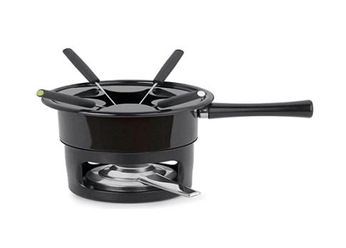 Forma Conjunto Aparelho Para Fondue Jogo 8 Peças Panela Fondue Esmaltada, cor Preto, Aço, Conjunto aparelho Fondue