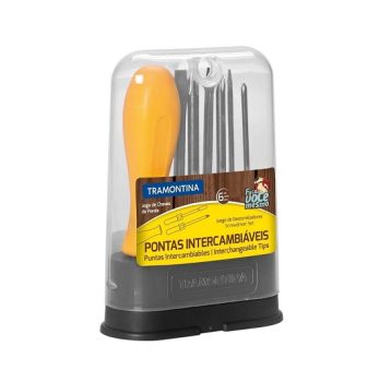Tramontina 41110506 Jogo de Chaves de Fenda com Pontas Intercambiáveis, Conjunto de 6 Peças, Amarelo