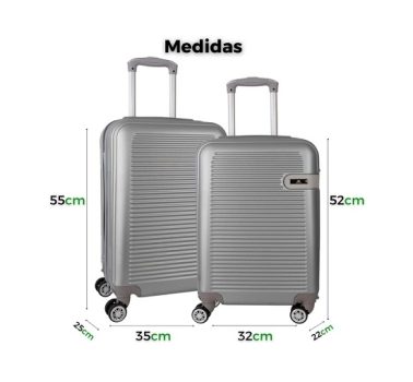 Kit de Malas de Viagem de Bordo Com Rodas 360° Fibra Rígida ABS ANAC