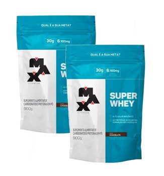 Kit 2x Super Whey Protein Chocolate 900g Max Titanium