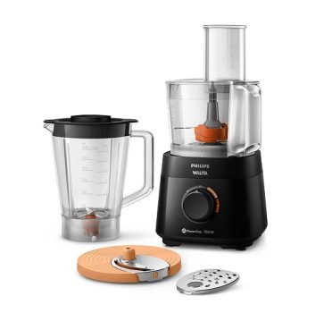 Philips Walita Preto Multiprocessador PowerChop 750, 2 velocidades, 4 acessórios, Recipiente com capacidade de 1,5 litros