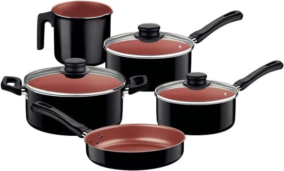 Tramontina JOGO DE PANELAS 5 PCS CARIBE PRETO – SORTIDOS DE ALUMINIO COM REV ANTIADERENTE E POLIESTER