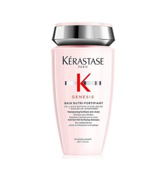 Kérastase Shampoo Genesis Bain Nutri-Fortifiant, Cabelos com queda, Cabelo grossos, Prevenção da queda, Flor de Edelweiss, Raiz de gengibre, 250 ml