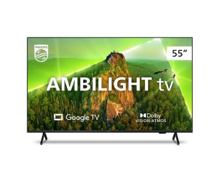 Smart TV Philips Ambilight 55″ 4K 55PUG7908/78, Google TV, Comando de Voz, Dolby Vision/Atmos, VRR/ALLM, Bluetooth