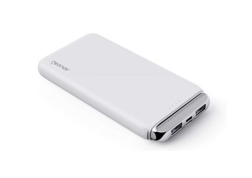 Geonav Carregador Portátil Universal 12.000 mAh, 2 Saídas USB + 1 Saída USB-C, PB12KWT, Branco