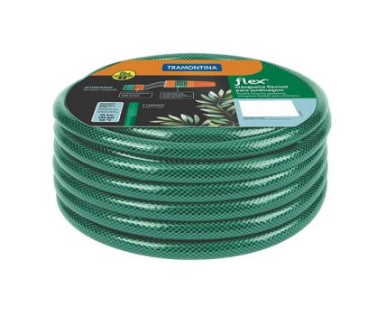 Mangueira Flex Tramontina Com Engates Rosqueados E Esguicho Em Pvc Verde 15 M