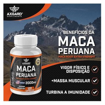 Maca Peruana Pura – 120 cápsulas – Matéria Prima Importada – Para Homens e Mulheres – Axgard Suplementos.