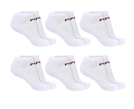 Kit 06 Pares Meia Cano Curto Fila Letter Esportiva Soquete com Sola Atoalhada Unissex LifeStyle Adulto