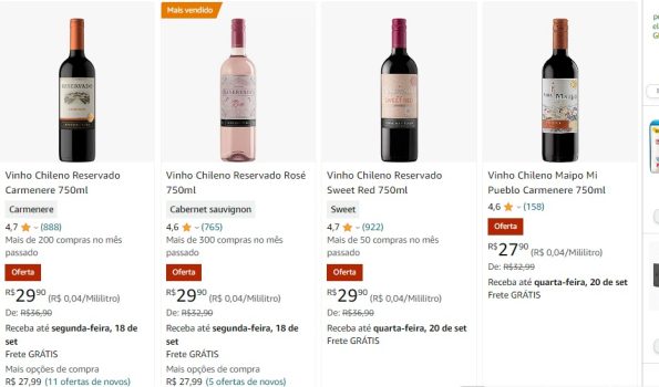 Ofertas em vinhos