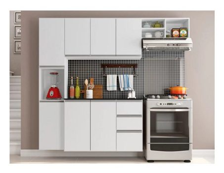 Cozinha Completa Poliman Móveis Laura – com Balcão 8 Portas 2 Gavetas