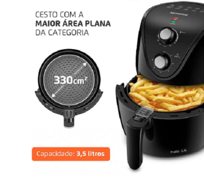 Fritadeira Elétrica sem Óleo/Air Fryer Mondial – Family AF-35-BF Preta 3,5L com Timer