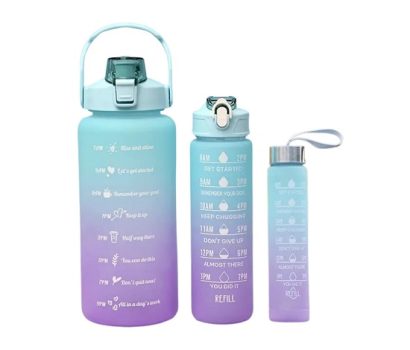 Kit 3 Garrafa De Água Squeeze Galão 2l Litros Motivacional Academia Colorida Antivazamento 3D Tie Dye Frases Português (Verde)