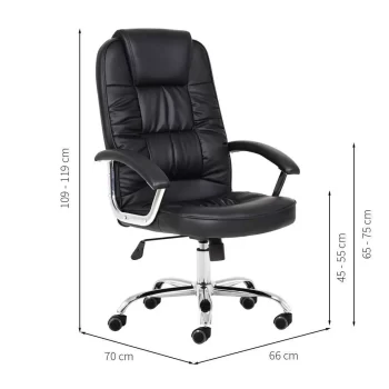 Cadeira de Escritório Presidente Giratória Finland Preta