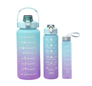Kit 3 Garrafa De Água Squeeze Galão 2l Litros Motivacional Academia Colorida Antivazamento 3D Tie Dye Frases Português (Verde)