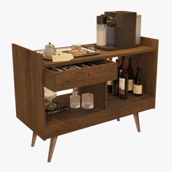 Aparador Bar 4064 Pé Madeira Gaveta Abertura Ambos os Lados