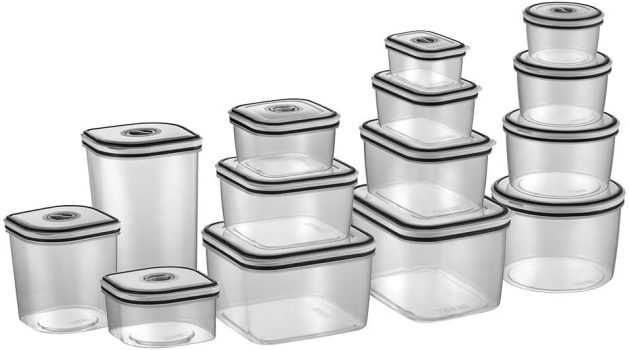 Electrolux – Kit Potes de Plástico Hermético, Redondo, Transparente/Branco, 4 unidades