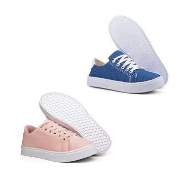 Kit 2 Pares Tênis Feminino Slip Casual e Confortável