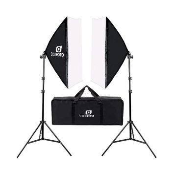 Kit de Iluminação Softbox Duplo Para Estúdios Fotografia e Video | 2x Softboxes 50x70cm, 2x Tripés de 2m e Bolsa Transporte | Modelo Doppio