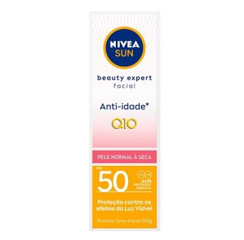 NIVEA SUN Protetor Solar Facial Beauty Expert Pele Normal a Seca FPS 50 50g – Alta proteção UVA/UVB
