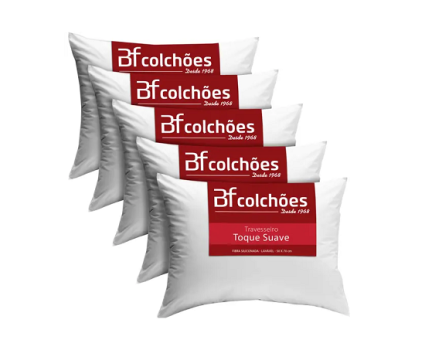 Kit 5 Travesseiro Antialérgico Lavável Macio Fibra 50x70cm – BF Colchões