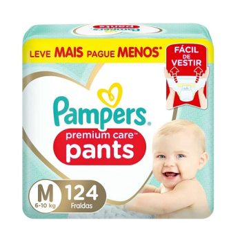 Fralda Pampers Pants Premium Care M 124 unidades