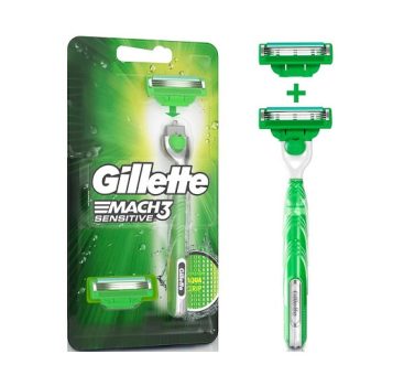 Aparelho de Barbear Gillette Mach3 Acqua-Grip Sensitive + 2 Cargas