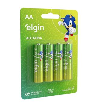 Pilha Alcalina AA Elgin 1,5V 4 Unidades