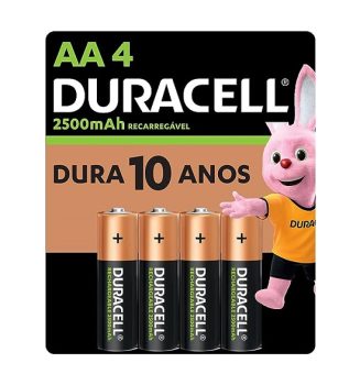 Pilha Recarregável AA Pequena DURACELL Com 4 Unidades