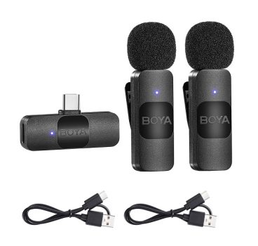 BOYA BY-V20 Microfone de lapela sem fios para tablet Android USB C, mini microfone de lapela externo tipo C com microfone de encaixe para gravação de vídeo Podcast YouTube Live Streaming