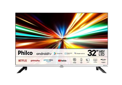 Fast Smart TV LED 32”, PTV32M8GAGCMBLH, Philco, Google Play, Dolby Audio