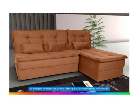 Sofá-cama Casal 3 Lugares Reclinável Suede Matrix Dafne