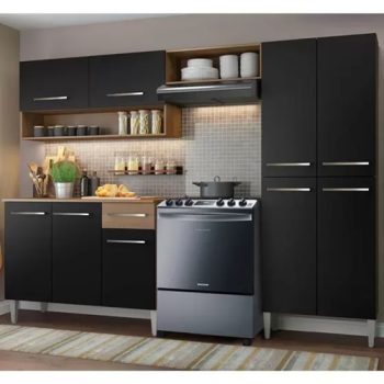 Armário de Cozinha Compacta Rustic/Preto Emilly Pop Madesa XA