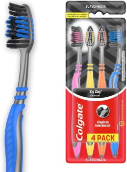 Colgate ZigZag Carvão – Escova Dental, 4 unidades