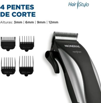Cortador de Cabelos Hair Stylo, Mondial, Preto/Prata 10W