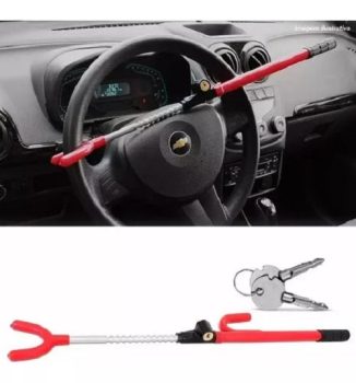 Trava Segurança Antifurto Volante Chave Tetra Vermelho