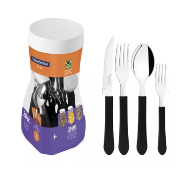 Jogo De Talheres Faqueiro Tramontina Leme Lâminas Aço Inox