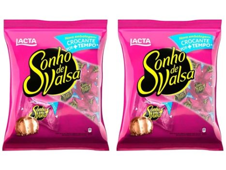 Kit 2 Pacotes de Bombom Chocolate Sonho de Valsa – ao Leite Lacta