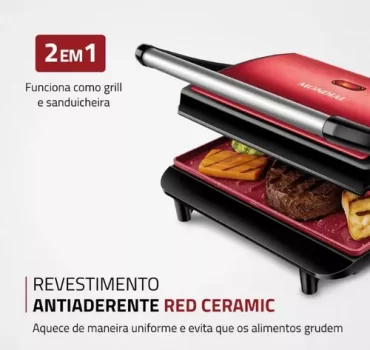 Press Grill Master Press 1000w Pg-01-rc Vermelho Mondial 220V