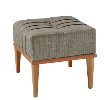 Puff em Linho Quadrado Valentin Agarb Decor Cor:Linho Cinza