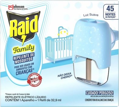 Repelente Elétrico Raid Líquido 45 Noites Family Aparelho+Refil