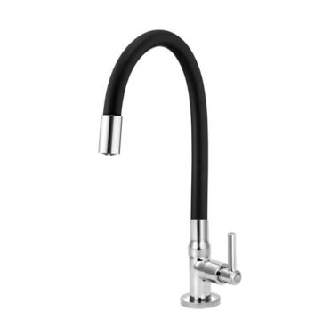 Torneira para Cozinha de Mesa Bica Flexível Gourmet Preta